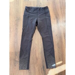 Lululemon Black Metallic Dot High Scalloped Rise Leggings Size 6